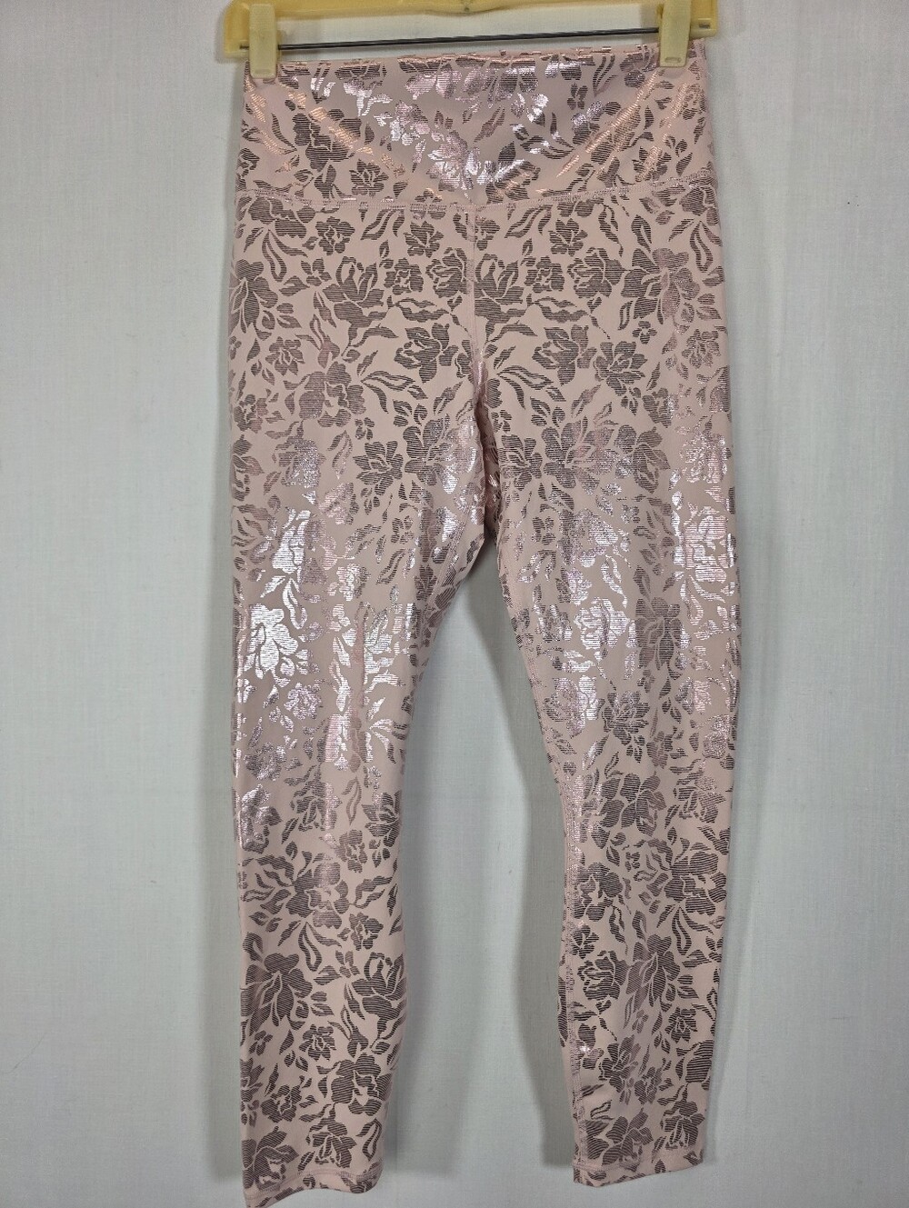 Fabletics PureLuxe Pink Metallic Floral Foil High-Waisted Leggings